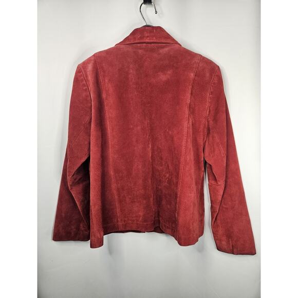 Vintage Geoffrey Beene Sport Blazer Red Suede Jacket Leather Coat Funky Academia - Picture 5 of 10